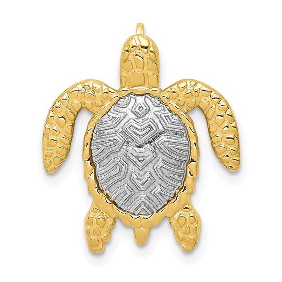 14k Yellow Gold Two-Tone Turtle Pendant Slide